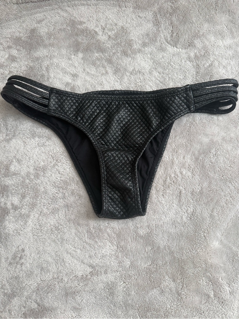 Pilyq Black Quilted Strappy Bikini Bottom